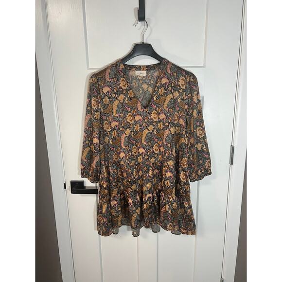 Melloday Satin Boho Dress | Womens Tiered Swing Dress Size XL Extra Large - Picture 2 of 8